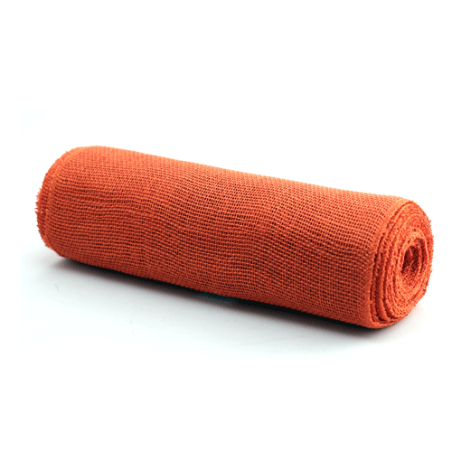 14" Orange Burlap Ribbon - 10 Yards (Sewn Edges) - Click Image to Close