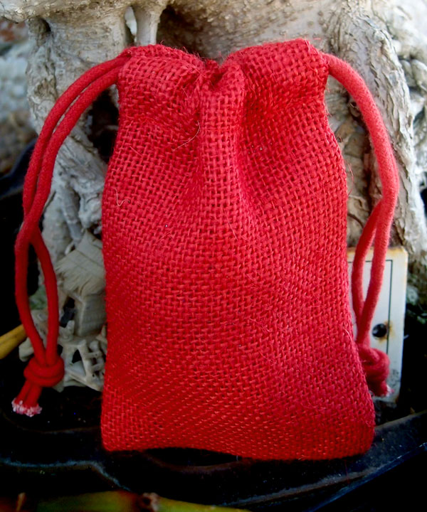 3" x 5" Red Burlap Drawstring Bags (12 Pk) - Click Image to Close