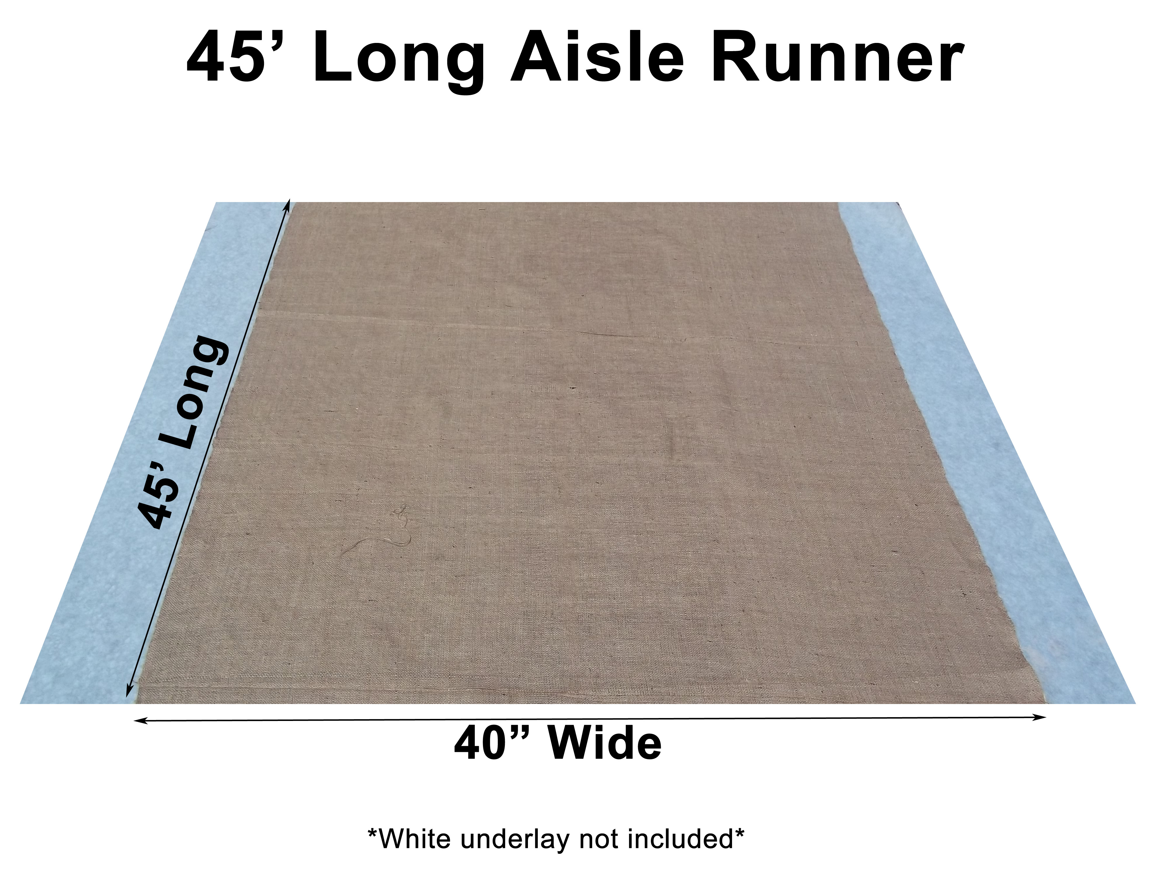 40" Inch Width Burlap Aisle Runner - 45 Feet - Click Image to Close