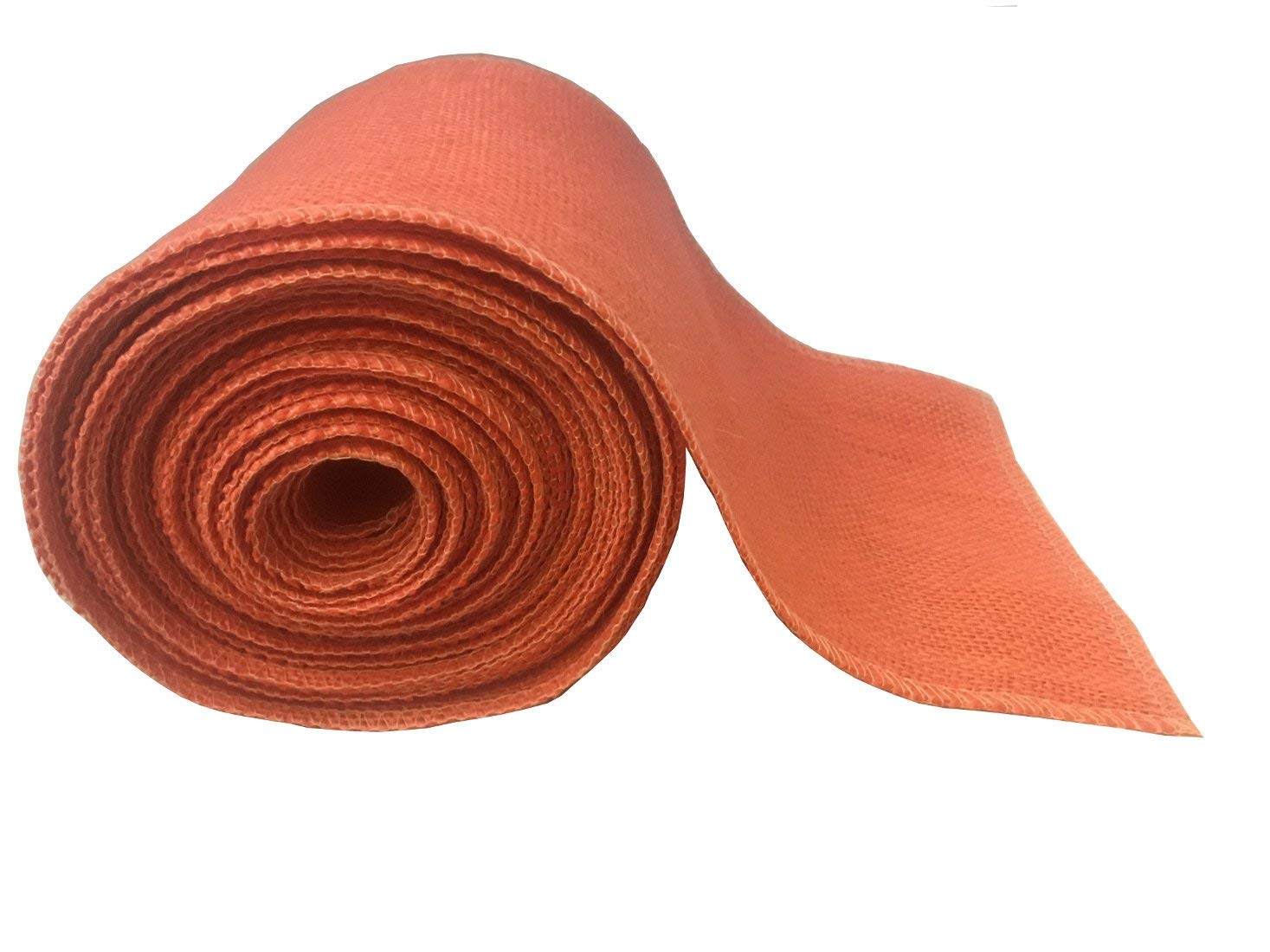 4" Coral Burlap Ribbon - 10 Yards (Sewn Edges) Made in USA