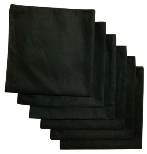 Made in the USA Solid Black Bandanas 6 Pk, 22" x 22" Cotton