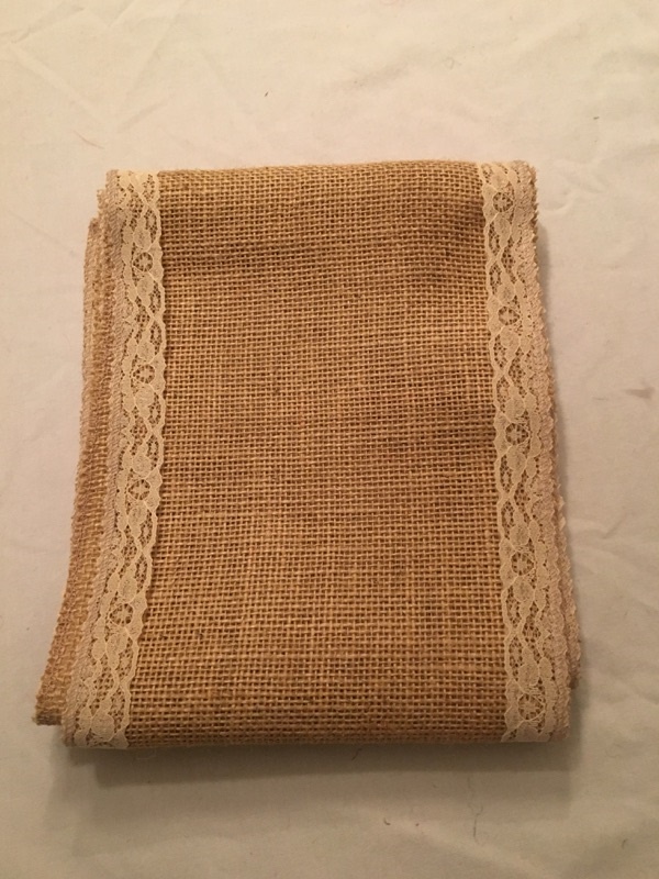 7" Natural Burlap Ribbon With Ivory Floral Lace - 6 foot length