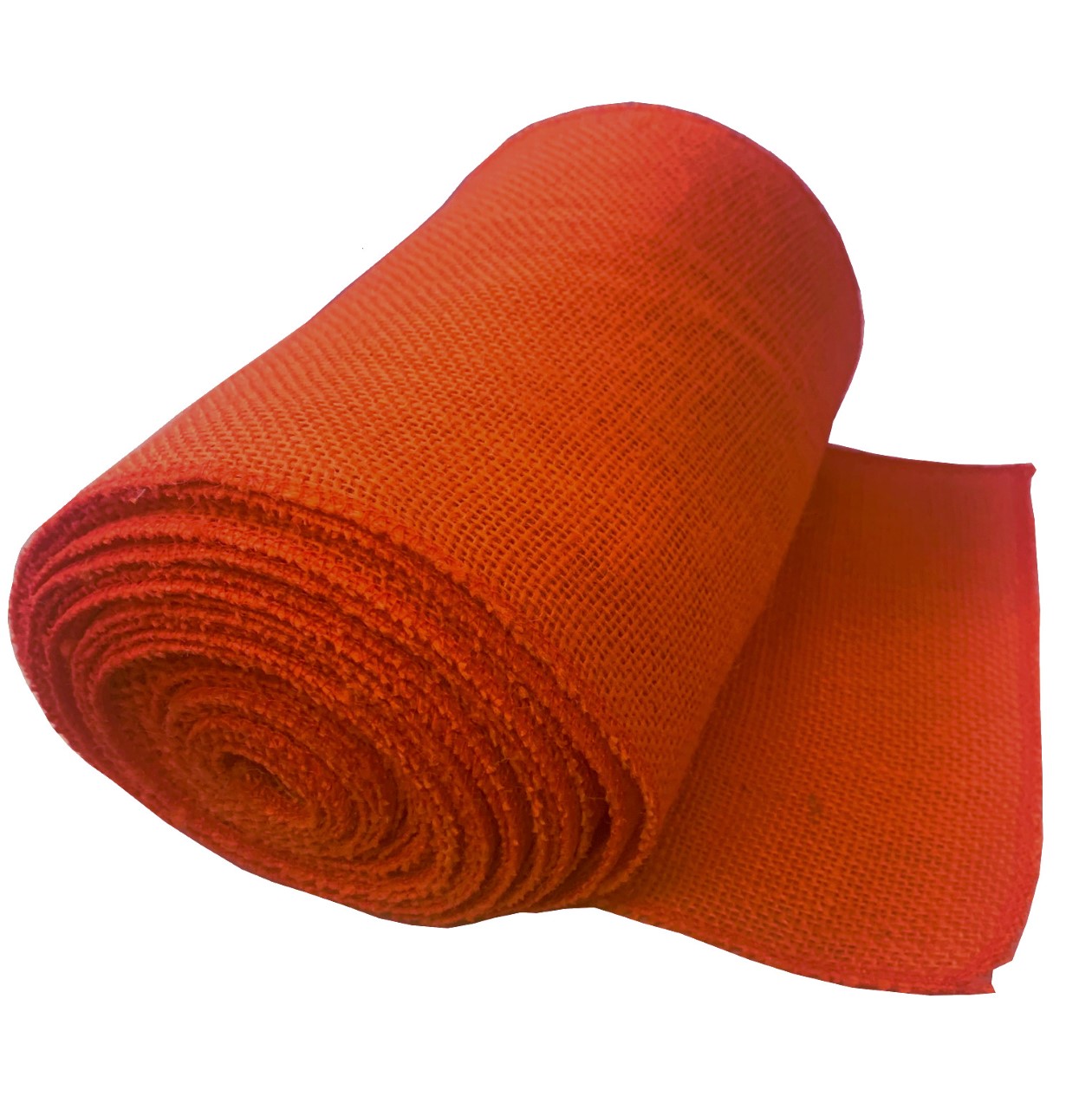 9" Tangerine Burlap Ribbon 10 Yard Roll (Serged) Made in USA