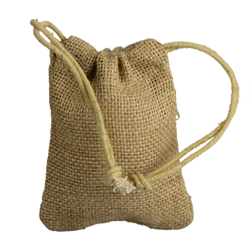 3-1/2" x 4-1/2" Natural Burlap Bag with Drawstring (12/pk) - Click Image to Close