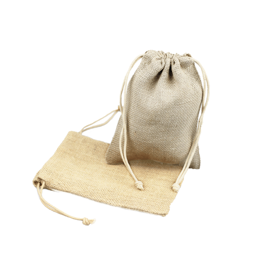 5" x 7" Bleached White Burlap Bags with Jute Draw (12 Pk) - Click Image to Close