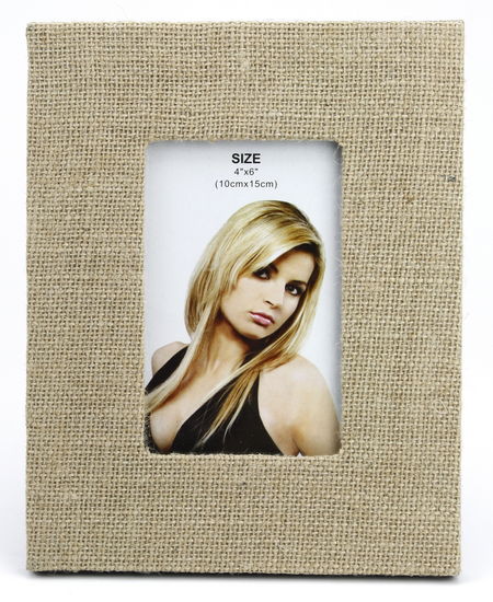 Burlap Picture Frame 7.5" x 9.5" - Click Image to Close