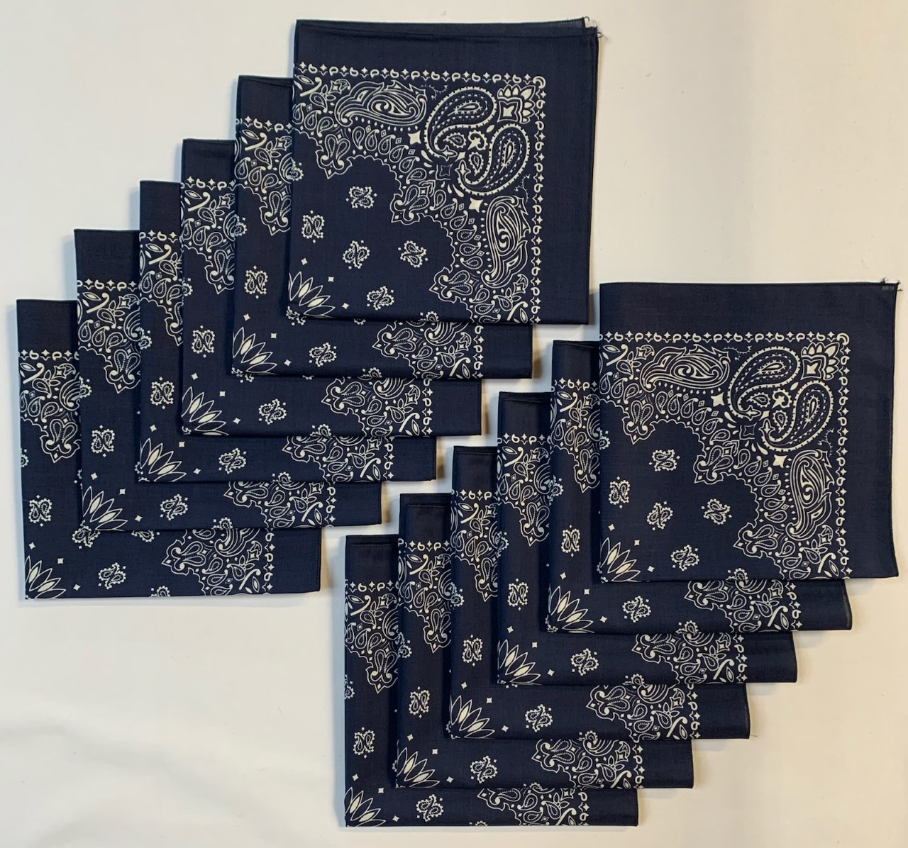 Navy Blue Bandanas - Solid Color 22" x 22" (12 Pack)