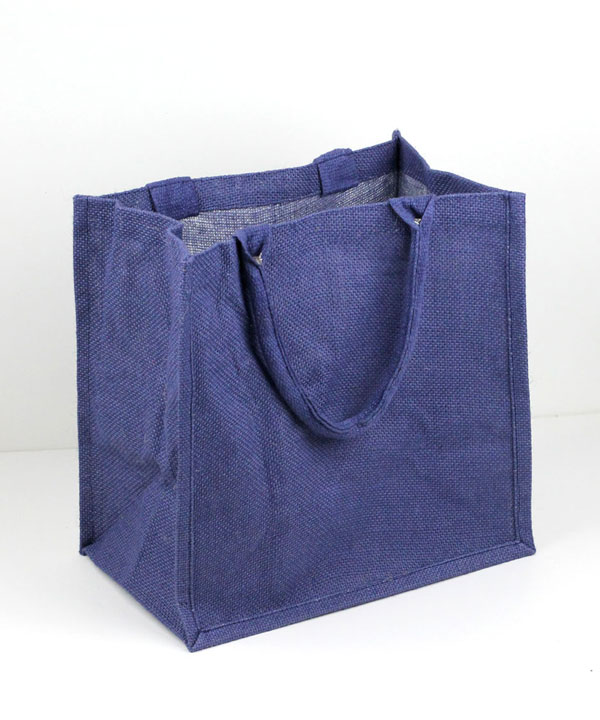 9 X 11 X 4 NAVY JUTE TOTE BAG EURO STYLE - Click Image to Close