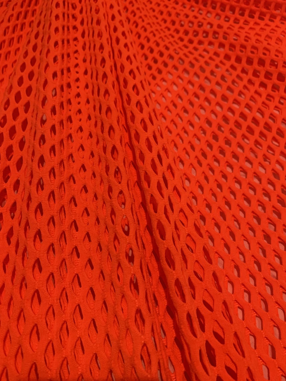 58" Orange Poly Mesh Fabric BTY 75% Poly, 17% Nylon, 8% Spandex