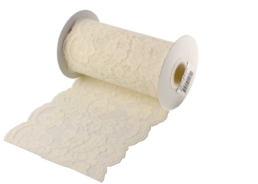 5 1/2" x 10 Yd Ivory Lace Ribbon - Click Image to Close