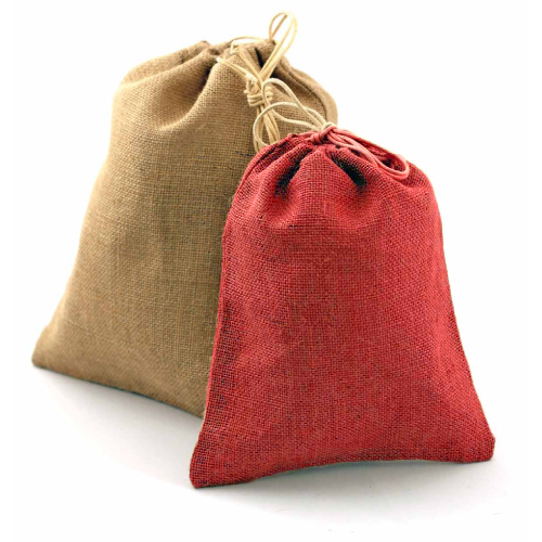 12" x 14" Red Jute Bags - Pack of 10 - Click Image to Close