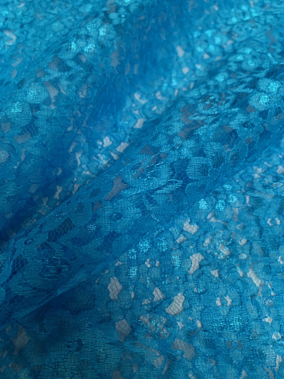 58/60" Aqua Raschel Lace Fabric By The Yard