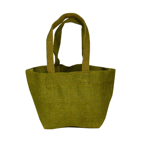 4" x 4" x 4" Moss Jute Tote Bags (6 Pack) - Click Image to Close