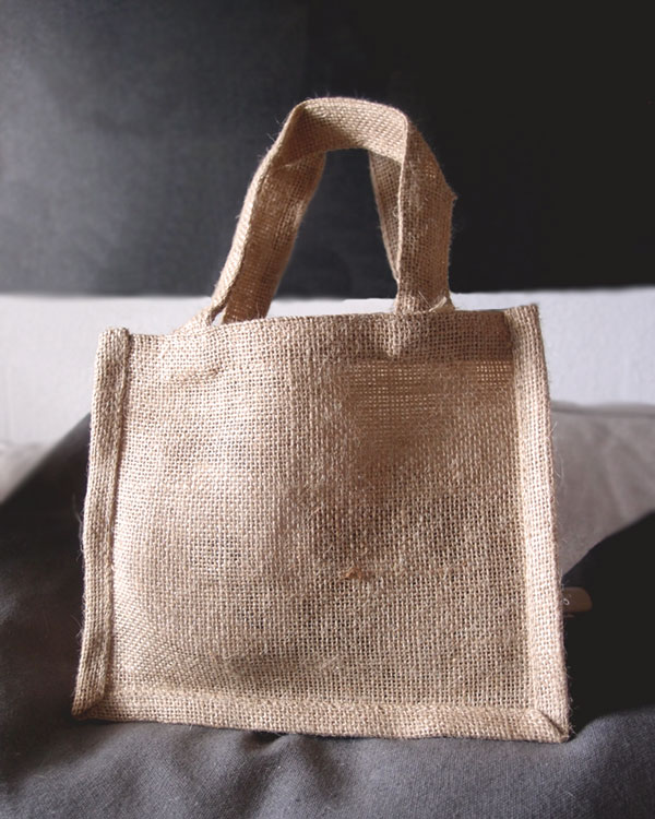 Natural Jute Tote Bags - 7" x 6" x 2-3/4" (6 Pack) - Click Image to Close
