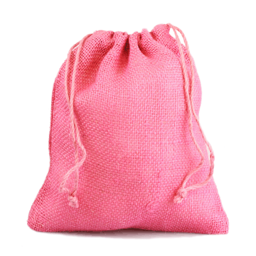 10" x 12" Pink Burlap Favor Bags - 10/PK - Click Image to Close