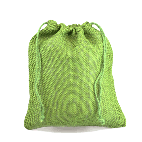 10 x 12 Lime Burlap Bag with Drawstring (10/pk) - Click Image to Close