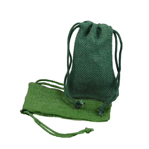 3" x 5" Hunter Green Burlap Bag with Drawstring (12/pk) - Click Image to Close