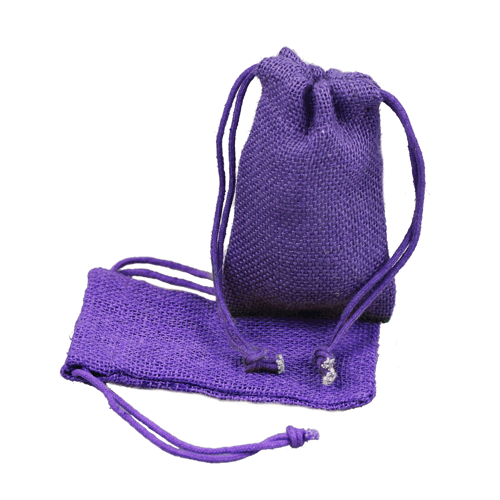 3" x 5" Purple Burlap Bag with Drawstring (12/pk) - Click Image to Close
