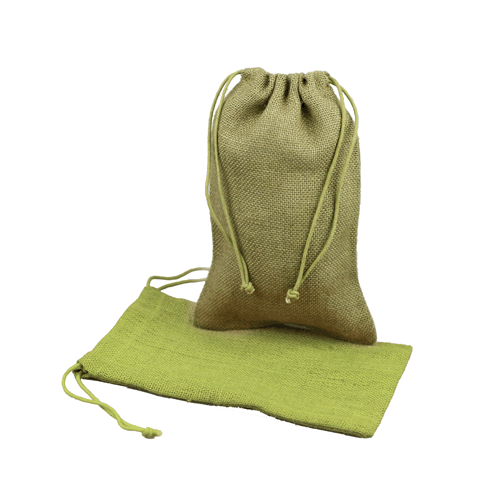 6" x 10" Moss Burlap Bag with Drawstring (12/pk) - Click Image to Close
