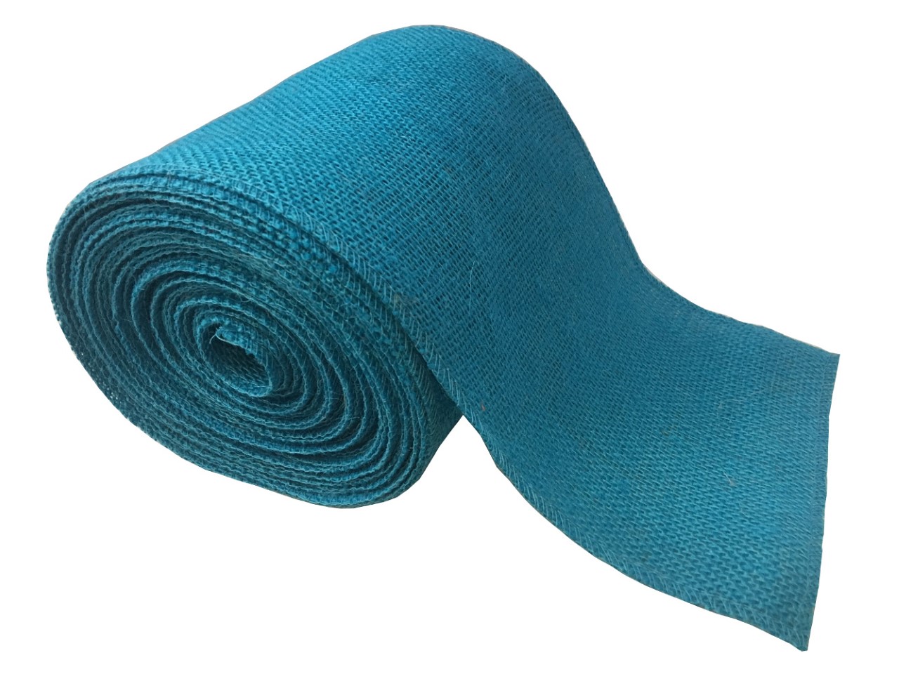 6" Turquoise Burlap Ribbon - 10 Yards (Serged) Made in USA - Click Image to Close