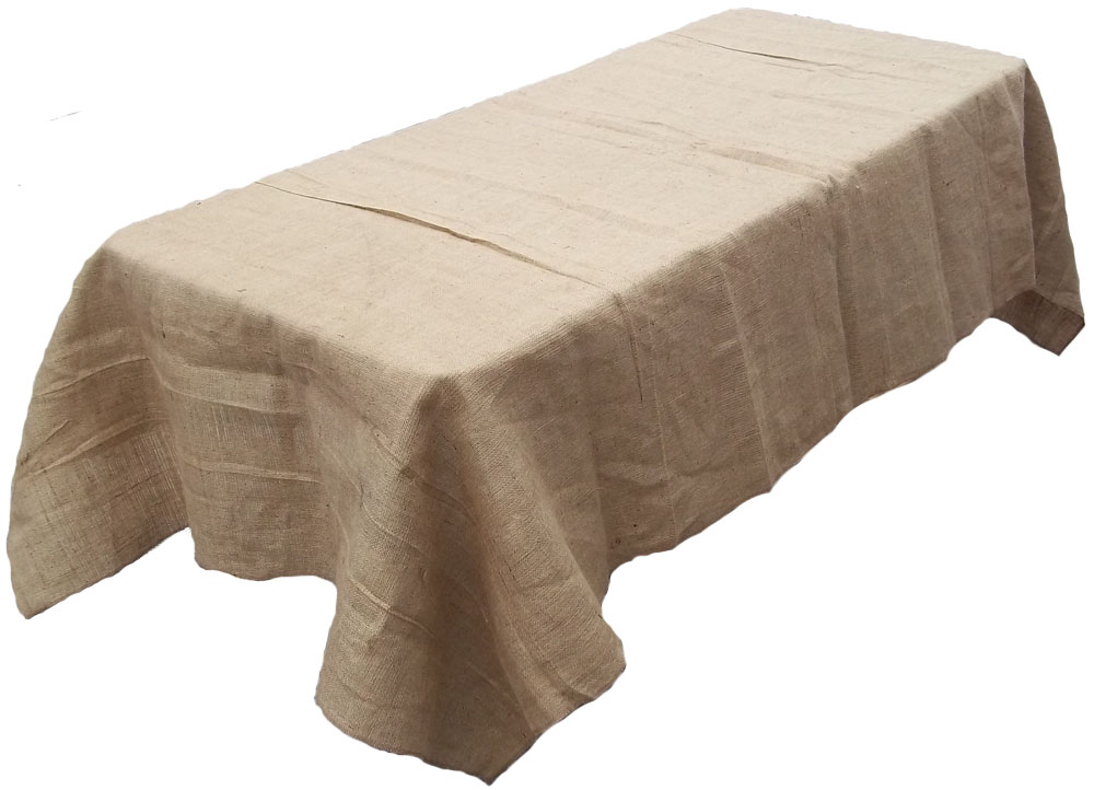 70" x 162" Hand Made in the USA Burlap Tablecloth Sewn Edges