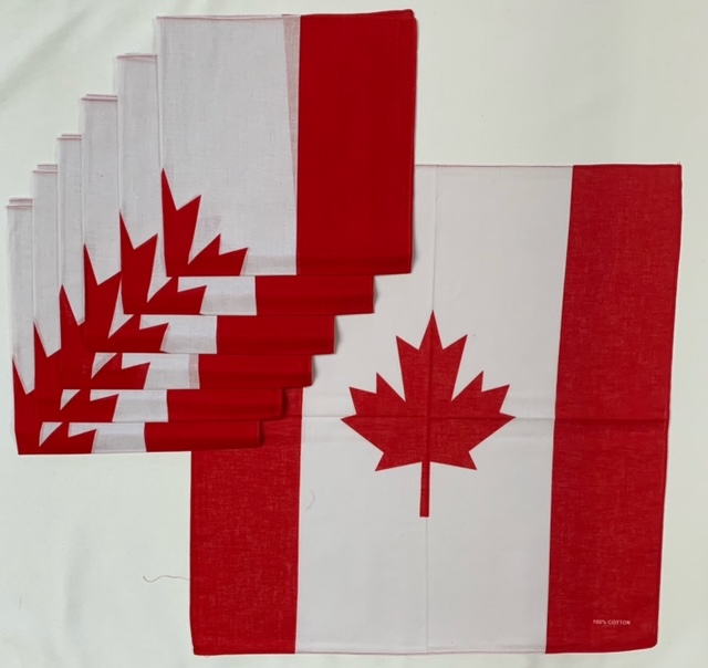 Canadian Flag Bandanas - 12 Pack 22" X 22" 100% Cotton