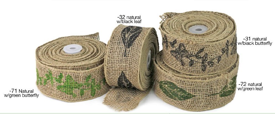 Wired Burlap Ribbon With Print