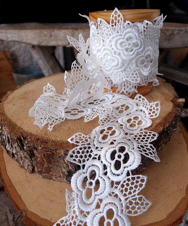 4" White Lace Ribbon - 5 Yards - Click Image to Close