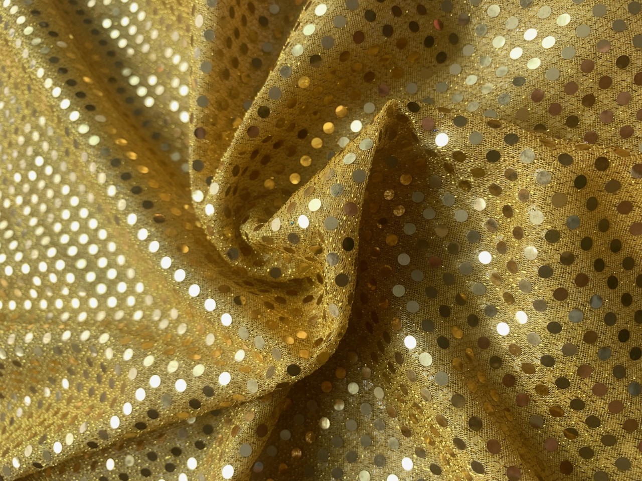 1" x 180" Gold Dots Linen Ribbon
