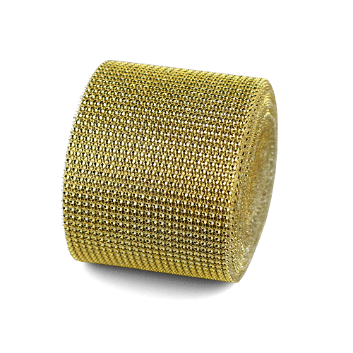Gold Diamond Mesh Ribbon - 4.5" x 30 Feet - Click Image to Close