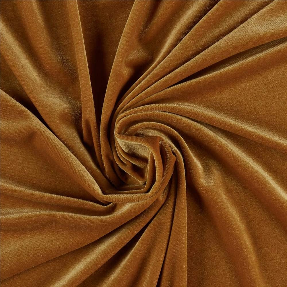 58/60" Gold Stretch Velvet Fabric 60 Yard Roll (Free Shipping)