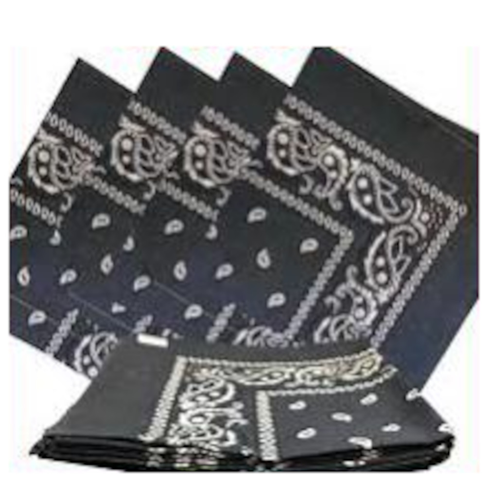 Dark Grey Paisely Bandanas (12 Pack) 22" x 22" 100% Cotton - Click Image to Close