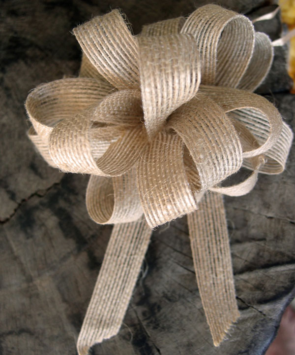4" Jute Pull Bow 5/8" x 18 loops (12 Pack) - Click Image to Close