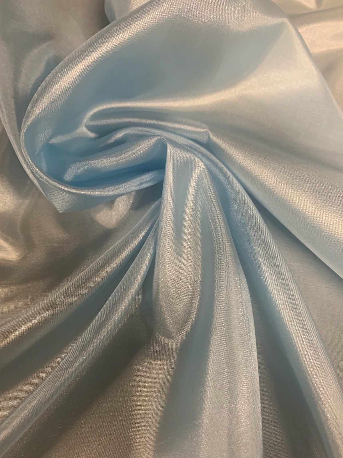 Baby Blue Polyester Lining Fabric 60" By The Yard - Click Image to Close