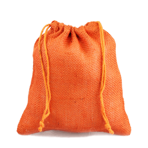 12" x 14" Orange Burlap Bags with Drawstring (10/pk) - Click Image to Close