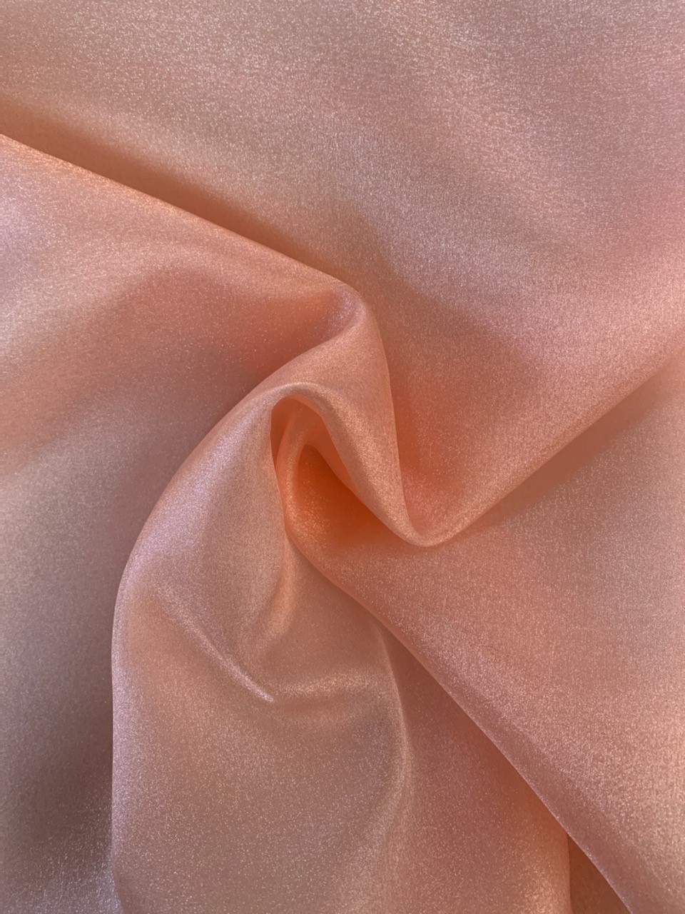 45" Peach Sparkle Organza Fabric 100% Nylon BTY Made In Japan - Click Image to Close