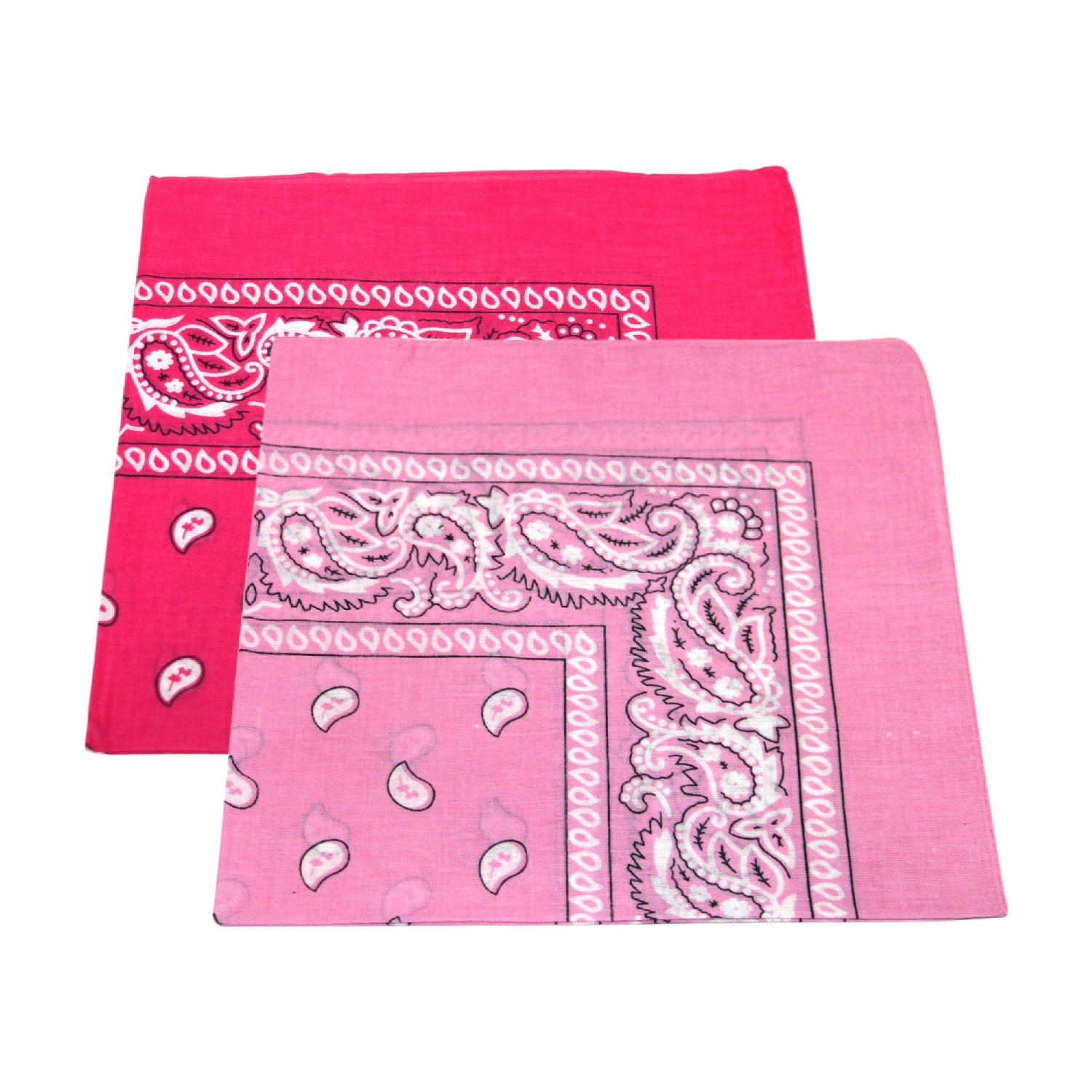 Paisley Bandanas Pink & Hot Pink 22" X 22" Cotton (12 PK) - Click Image to Close
