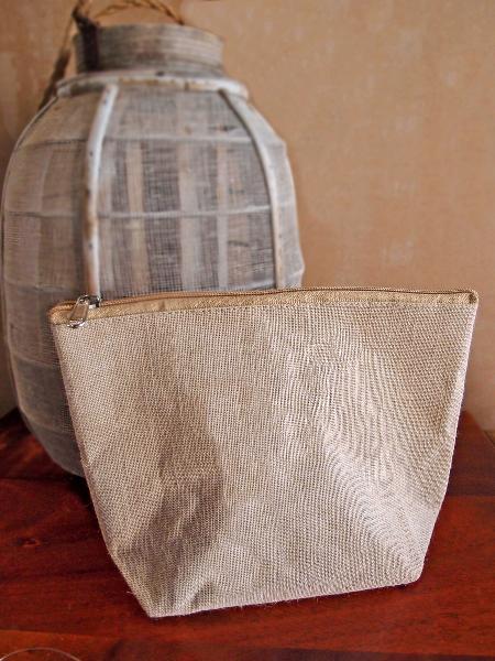 Burlap Pouch with Zipper 10"W x 7"H x 3"Gusset - Click Image to Close
