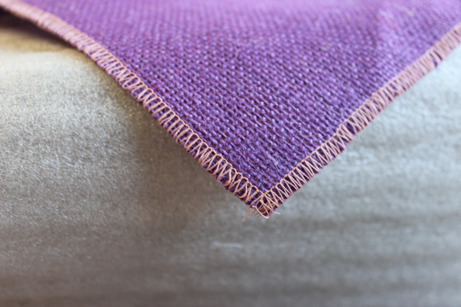Colored Napkins -Purple with Peach Edge - Click Image to Close