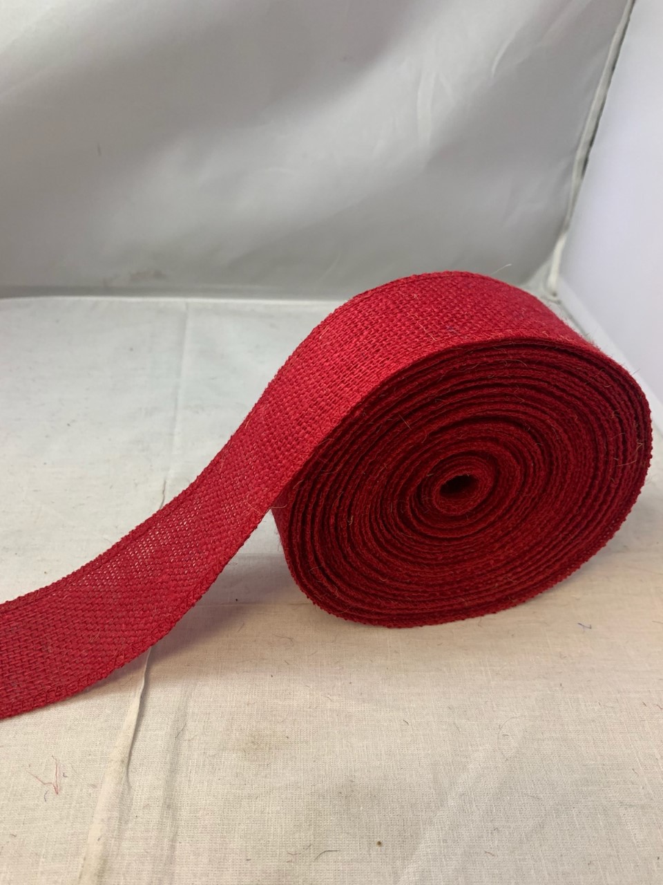 2" Red Burlap Ribbon - 10 Yards (Serged) Made in USA