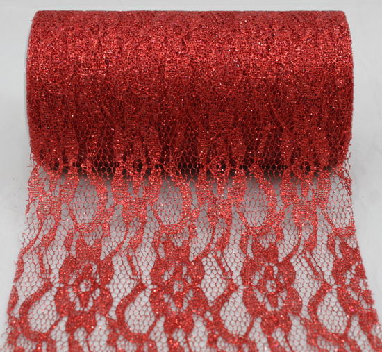 Red Sparkle Lace Ribbon 6" x 10 Yards - Click Image to Close