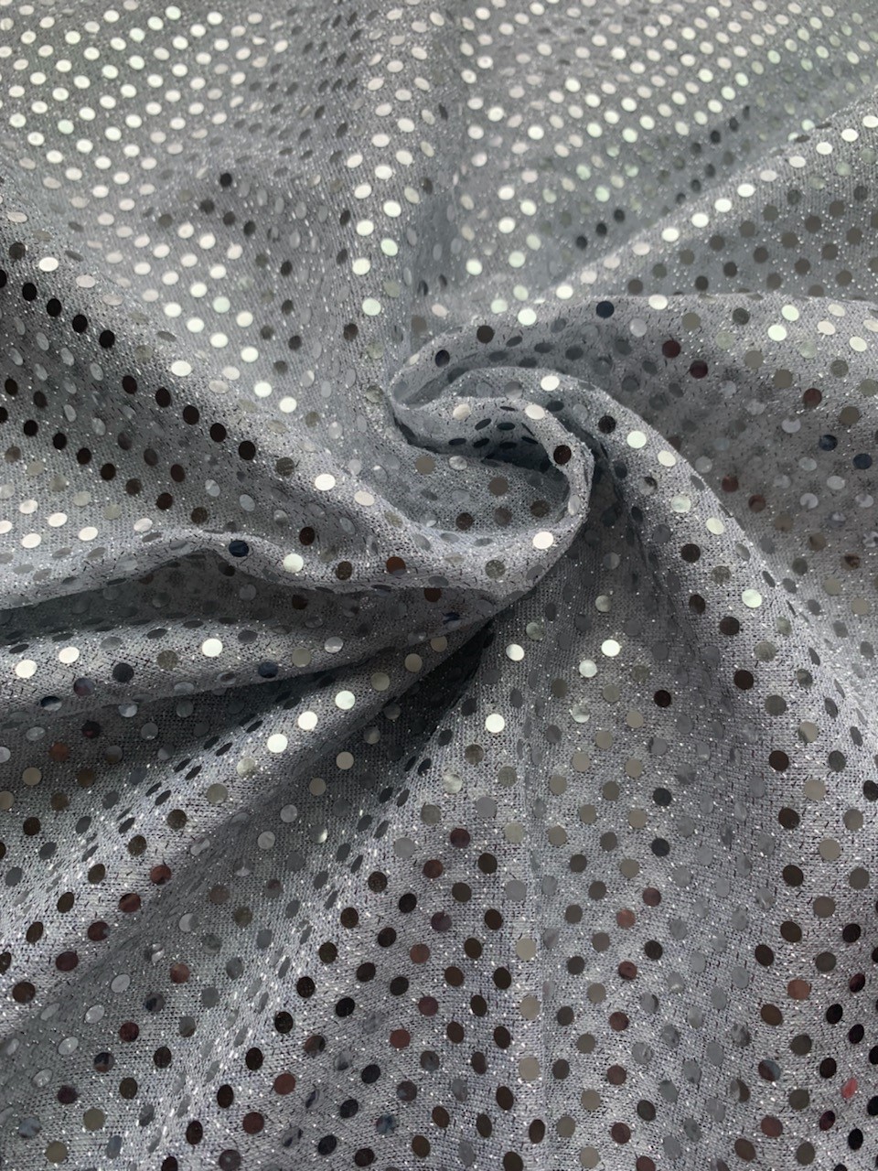 1" x 180" Silver Dots Linen Ribbon