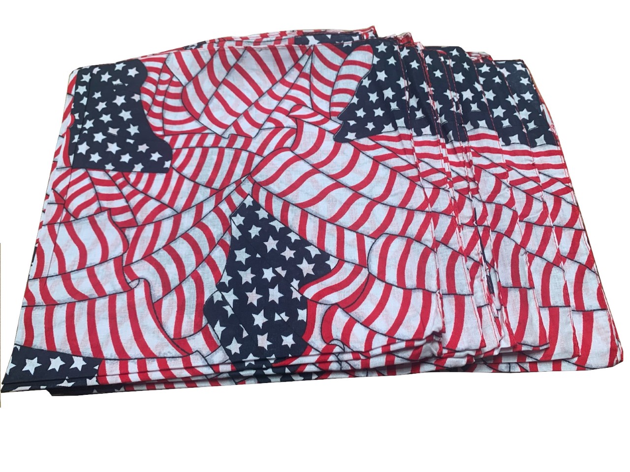 Tossed American Flags Bandana 22" x 22" 100% Cotton