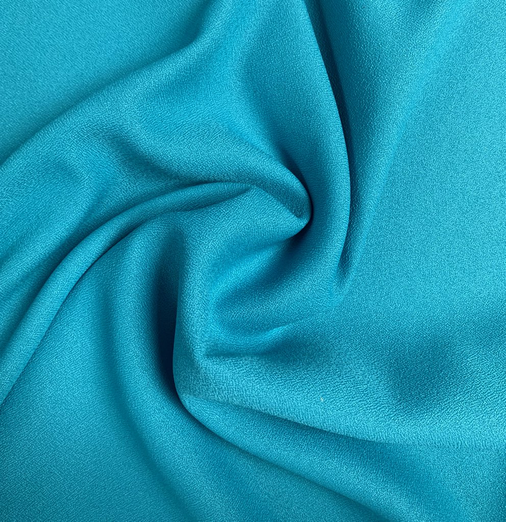 Turquoise Crepe Fabric - 60" by the yard (100% polyester) - Click Image to Close