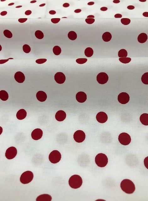 58/60" White/Red Dot Broadcloth By The Yard