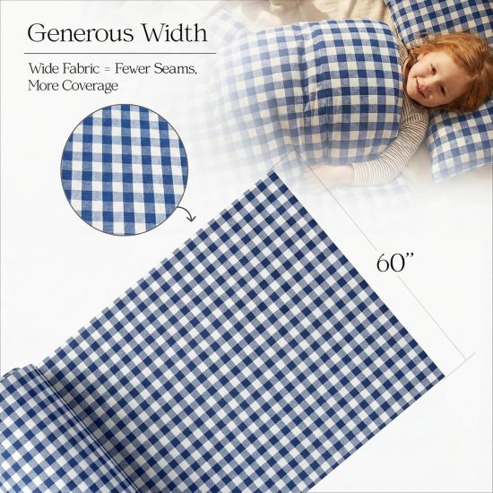 (image for) 1/4" Blue Gingham Fabric 60" Wide 110 Yard Roll Poly Cotton Blend