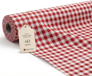 (image for) 1/4" Red Gingham Fabric 60" Wide 110 Yard Roll Poly Cotton Blend