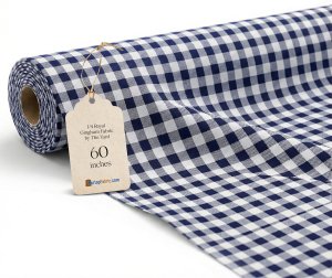 (image for) 1/4" Royal Blue Gingham Fabric 60" Wide 110 Yard Roll Poly Cotton Blend