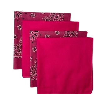 (image for) USA Made Paisley Fuchsia & Solid Hot Pink Bandanas 4 Pk 22" 100% Cotton