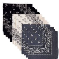 (image for) Paisley Bandanas Black, White, Grey 22" x 22" Cotton (12 Pk)